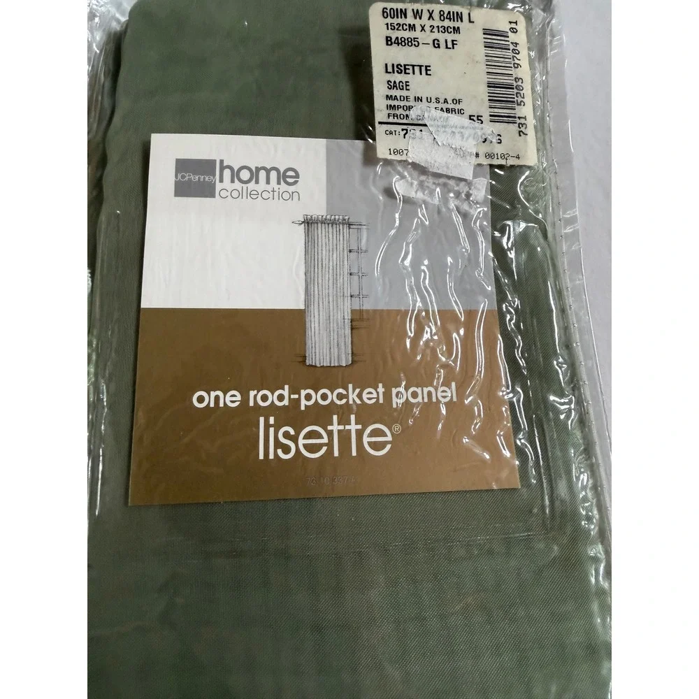 VTG JCPenney Lisette Rod Pocket Sheer Curtain Panel Set of TWO 60x84 Sage